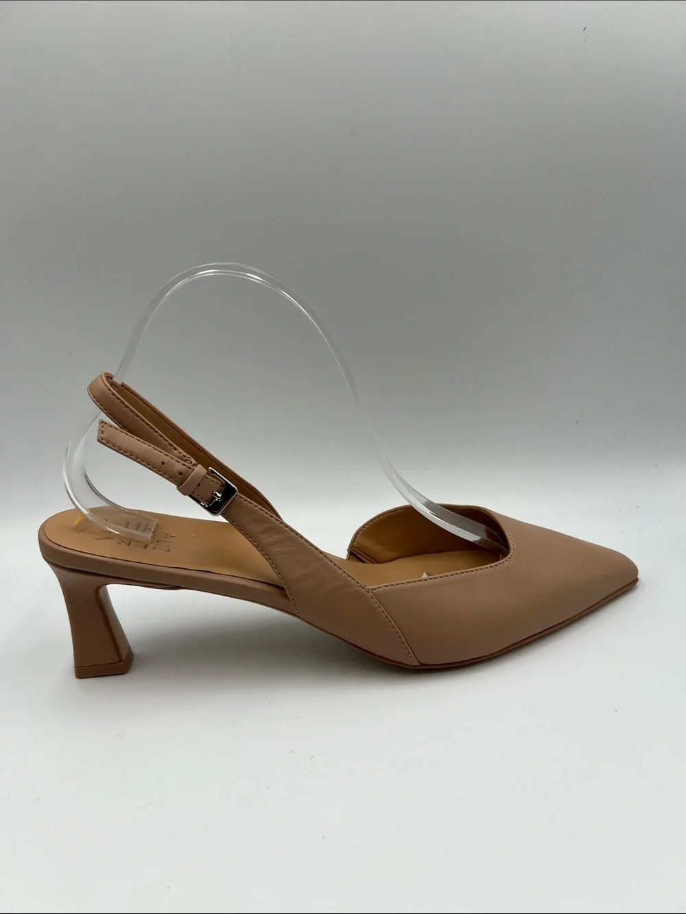 Naturalizer Dalary slingback pump heel leather shoe tan nude pointed toe new 12